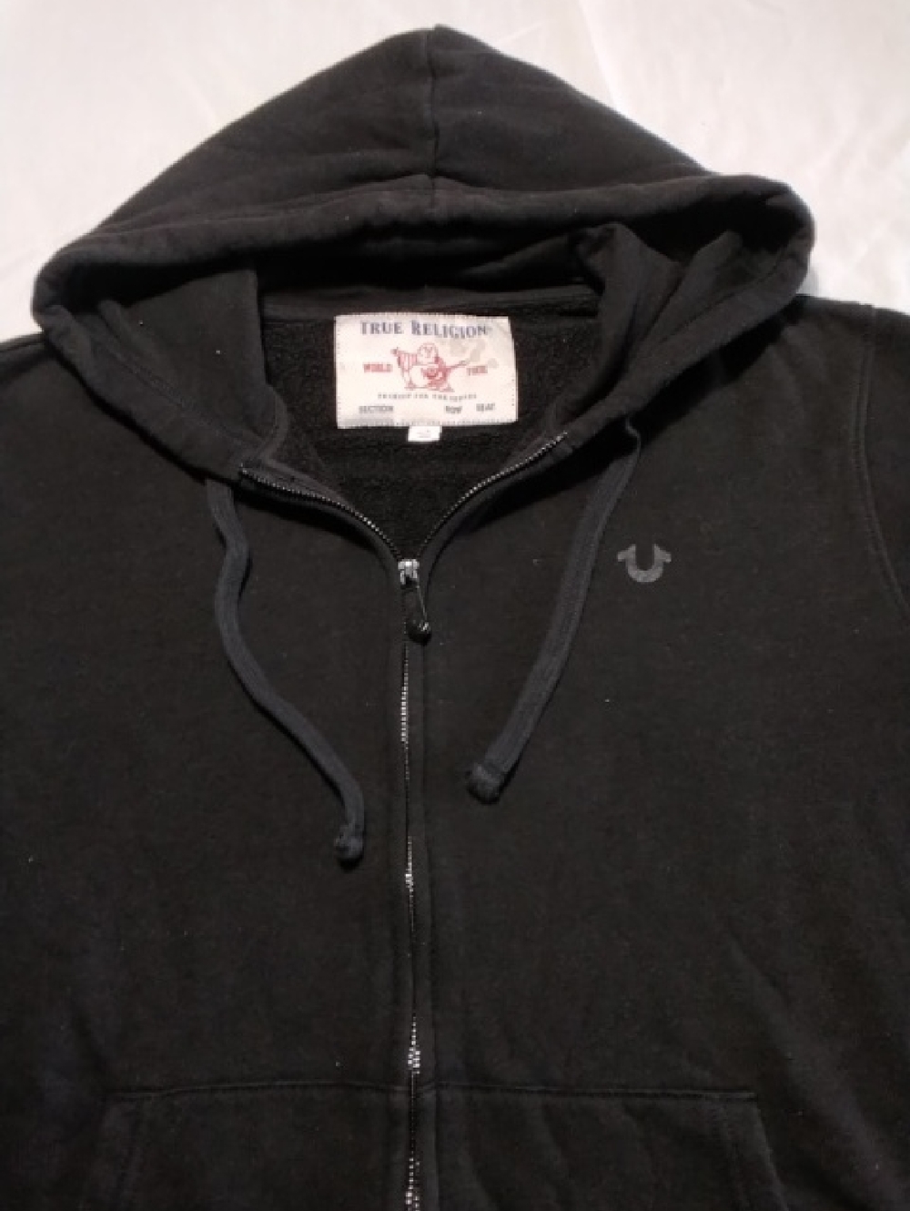 True Religion Black Zip-Up Hoodie W/Great Back Hit , L , $44